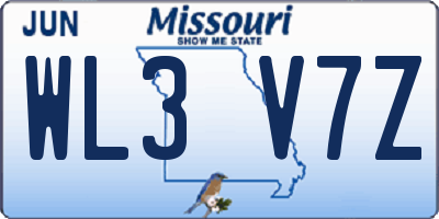 MO license plate WL3V7Z