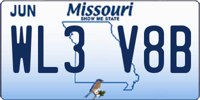 MO license plate WL3V8B