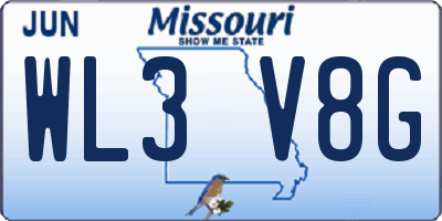 MO license plate WL3V8G