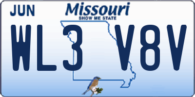 MO license plate WL3V8V