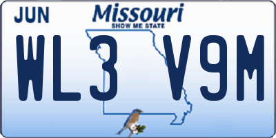 MO license plate WL3V9M