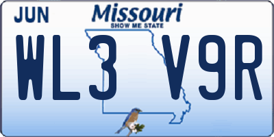MO license plate WL3V9R