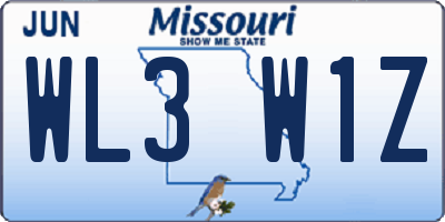MO license plate WL3W1Z