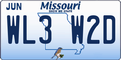 MO license plate WL3W2D