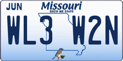 MO license plate WL3W2N