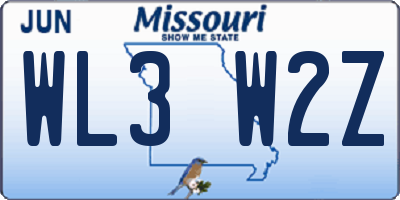 MO license plate WL3W2Z