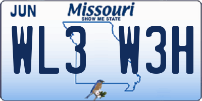 MO license plate WL3W3H