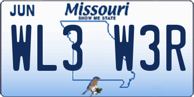 MO license plate WL3W3R