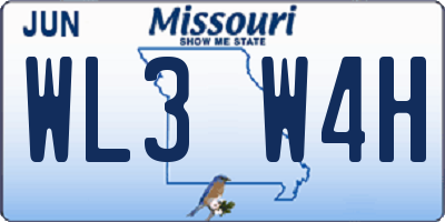 MO license plate WL3W4H