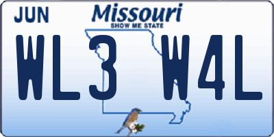 MO license plate WL3W4L