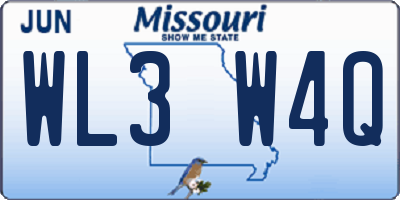 MO license plate WL3W4Q