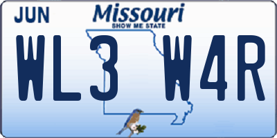MO license plate WL3W4R