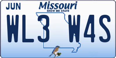 MO license plate WL3W4S