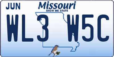 MO license plate WL3W5C