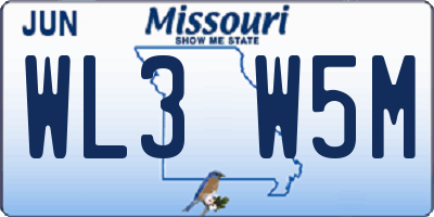 MO license plate WL3W5M