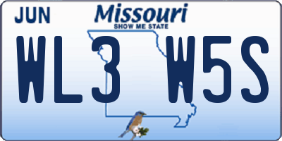 MO license plate WL3W5S