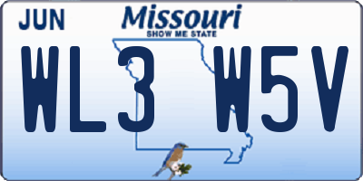 MO license plate WL3W5V
