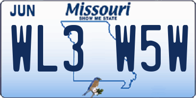 MO license plate WL3W5W