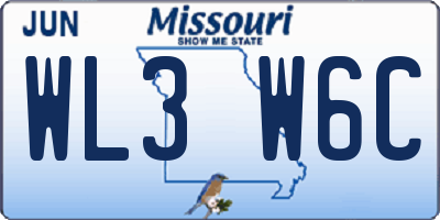 MO license plate WL3W6C