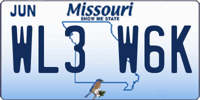 MO license plate WL3W6K