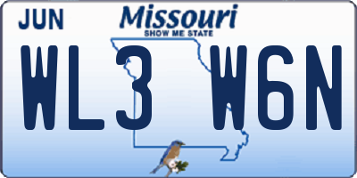 MO license plate WL3W6N