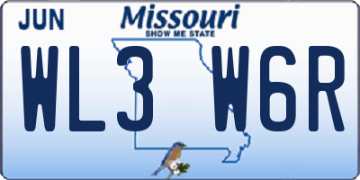 MO license plate WL3W6R