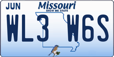 MO license plate WL3W6S