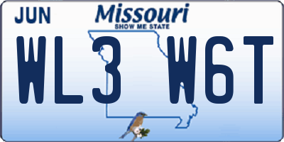 MO license plate WL3W6T