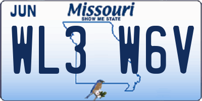 MO license plate WL3W6V