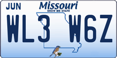 MO license plate WL3W6Z