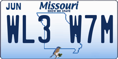 MO license plate WL3W7M