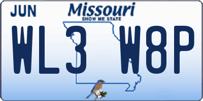 MO license plate WL3W8P