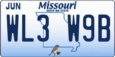 MO license plate WL3W9B