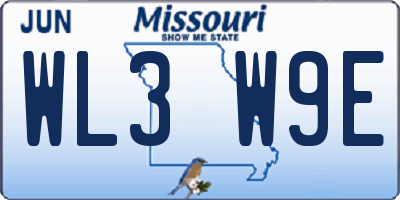 MO license plate WL3W9E