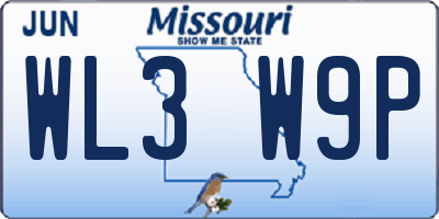 MO license plate WL3W9P