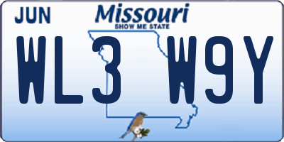 MO license plate WL3W9Y