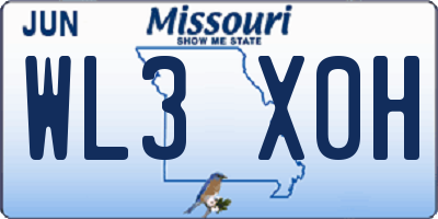 MO license plate WL3X0H