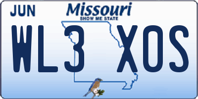 MO license plate WL3X0S
