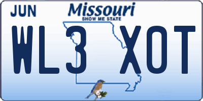 MO license plate WL3X0T