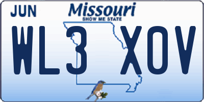 MO license plate WL3X0V