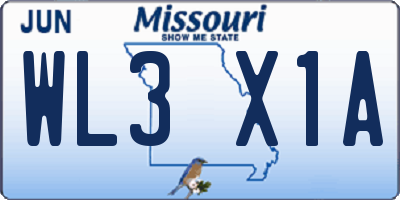 MO license plate WL3X1A
