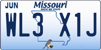 MO license plate WL3X1J