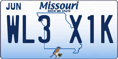 MO license plate WL3X1K