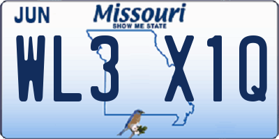MO license plate WL3X1Q