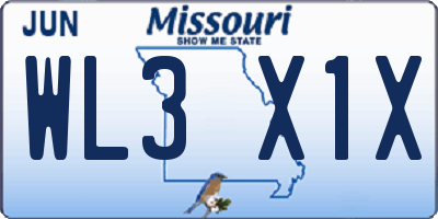MO license plate WL3X1X