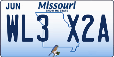 MO license plate WL3X2A