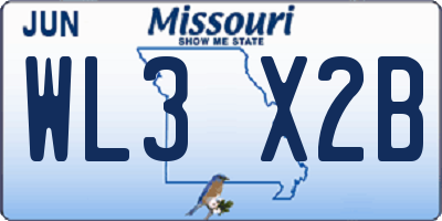 MO license plate WL3X2B