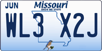MO license plate WL3X2J