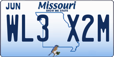 MO license plate WL3X2M