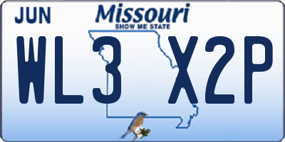 MO license plate WL3X2P